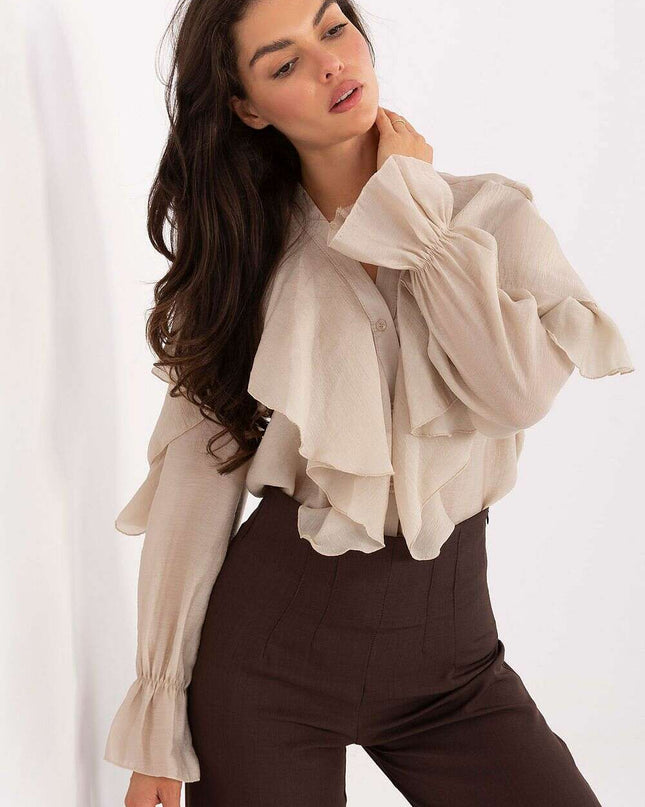 Women's Lyocell Blend Jabot Long Sleeve Shirt – Très Elite