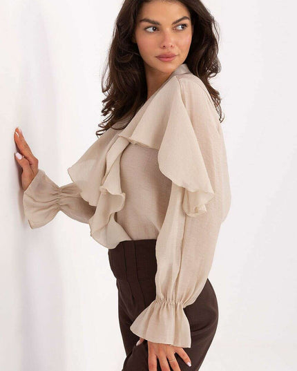 Women's Lyocell Blend Jabot Long Sleeve Shirt – Très Elite