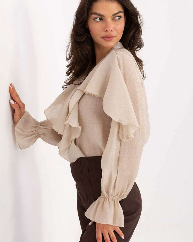 Women's Lyocell Blend Jabot Long Sleeve Shirt – Très Elite