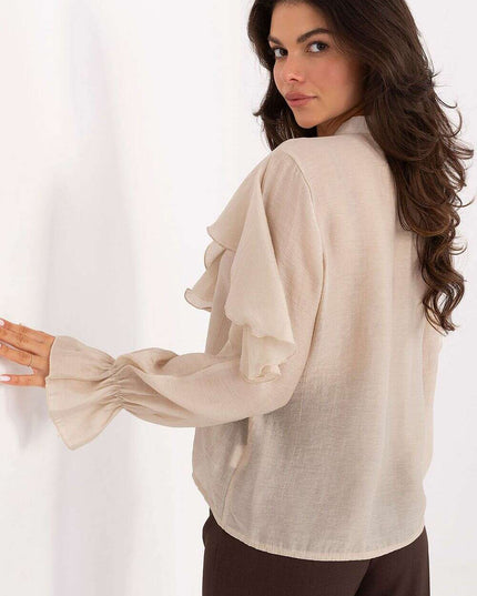 Women's Lyocell Blend Jabot Long Sleeve Shirt – Très Elite