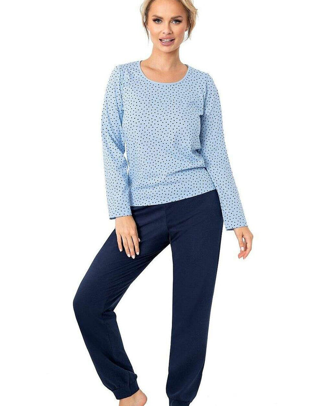 Women’s Navy Cotton Pyjama Set with Star Pattern – Relaxed Fit