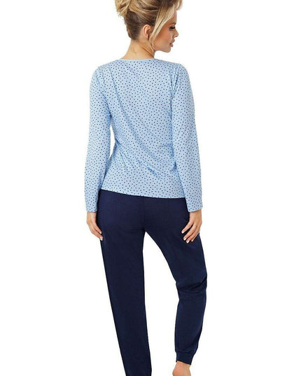 Women’s Navy Cotton Pyjama Set with Star Pattern – Relaxed Fit