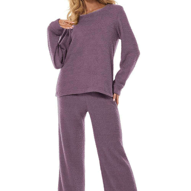 Women's Cozy Round Neck Loungewear Set – Soft Sweatshirt & Pants