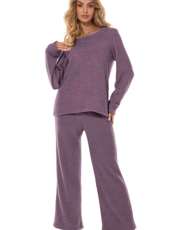 Women's Cozy Round Neck Loungewear Set – Soft Sweatshirt & Pants