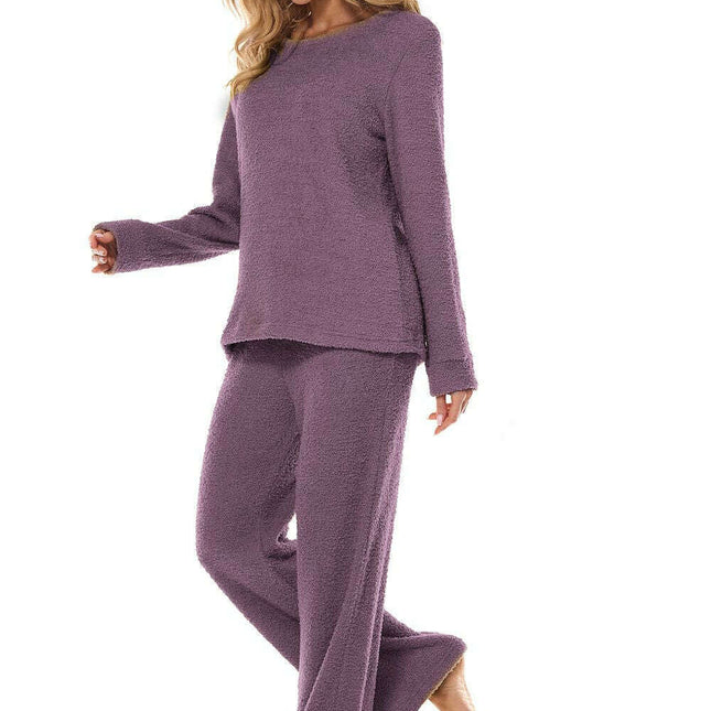 Women's Cozy Round Neck Loungewear Set – Soft Sweatshirt & Pants