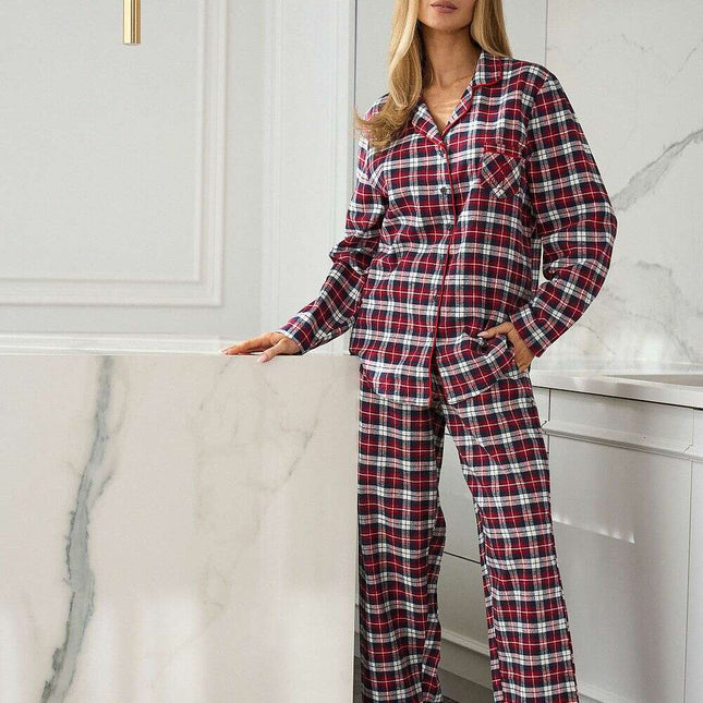 Women’s Cotton Pajama Set with Embroidery Piping & Chest Pocket