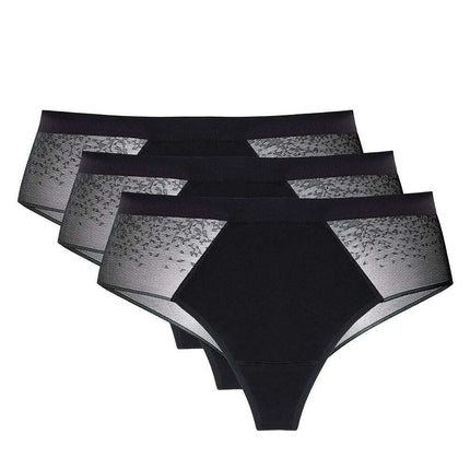 Three-Pack Cotton String Panties – Lace Back, OEKO-TEX Gusset, No Show