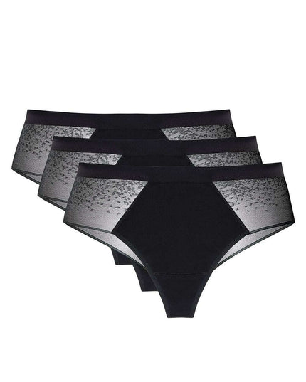 Three-Pack Cotton String Panties – Lace Back, OEKO-TEX Gusset, No Show