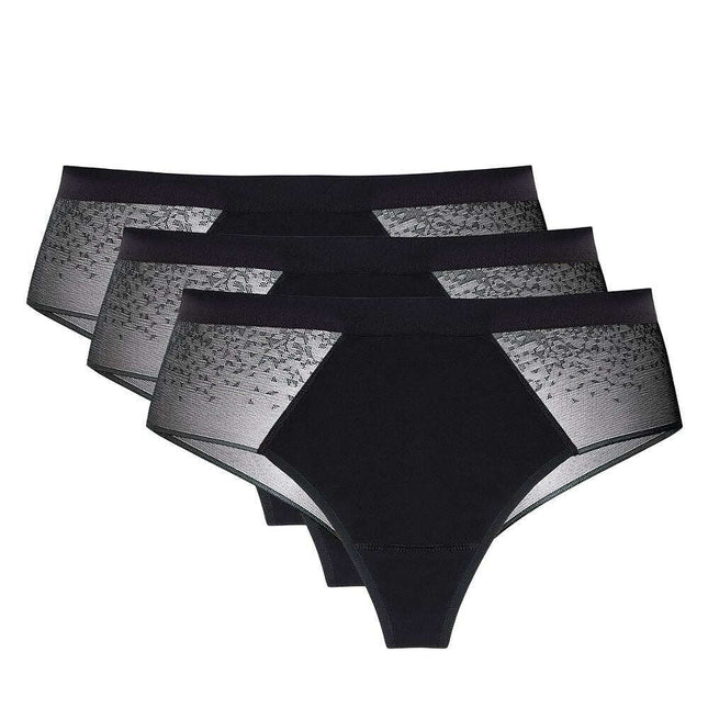 Three-Pack Cotton String Panties – Lace Back, OEKO-TEX Gusset, No Show