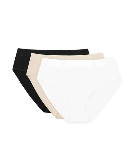 Women’s Cotton Thong Set – 3 Pack (Beige, Black, White)