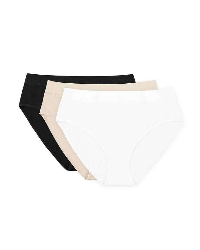 Women’s Cotton Thong Set – 3 Pack (Beige, Black, White)