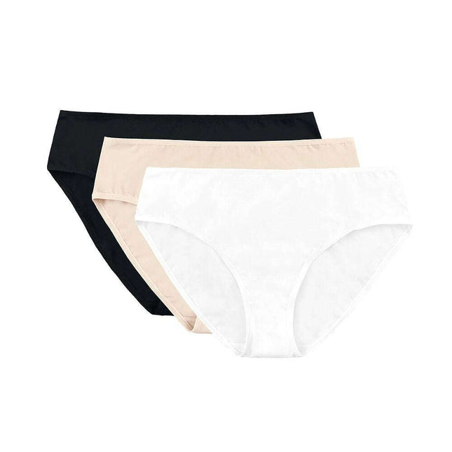 Three-Pack Cotton Gusset Thongs – Everyday Comfort in Beige, Black & White