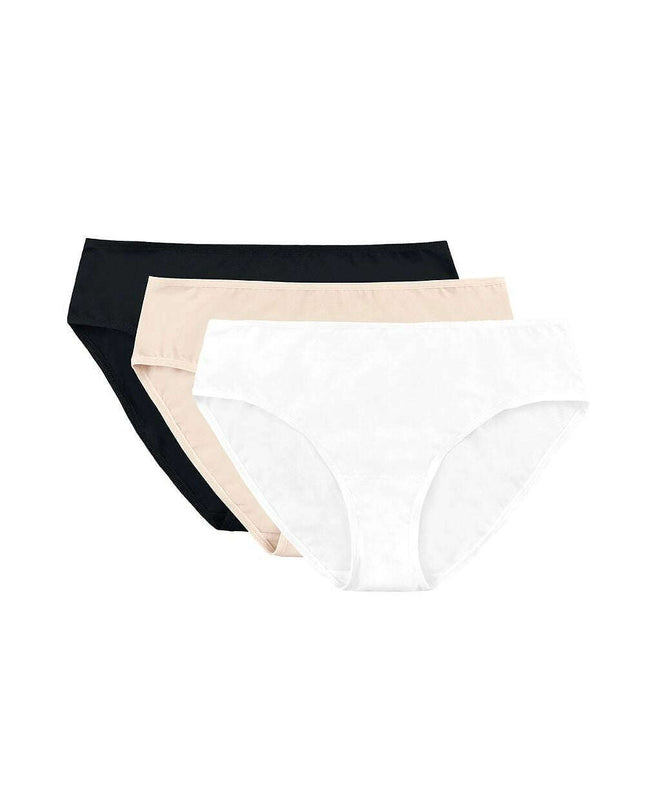 Three-Pack Cotton Gusset Thongs – Everyday Comfort in Beige, Black & White