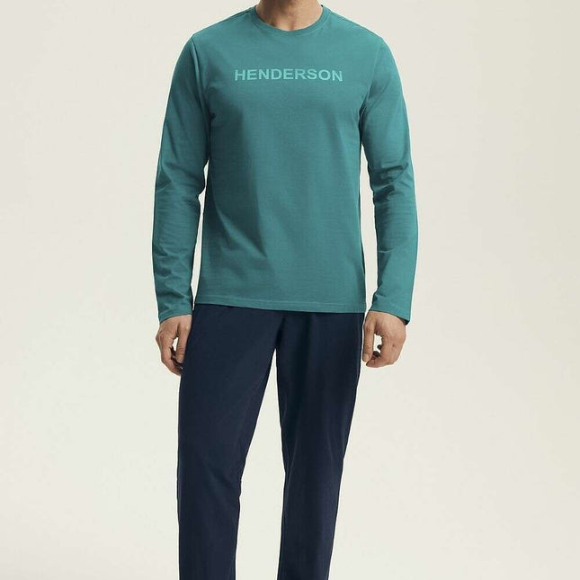 Men's Cotton Pajama Set – Loose Fit, Long Sleeve Top & Elastic Waist Pants