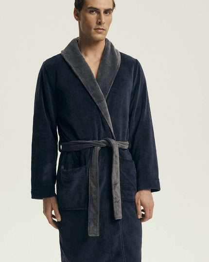 Men’s Knee-Length Bathrobe with Pockets – Model 219797