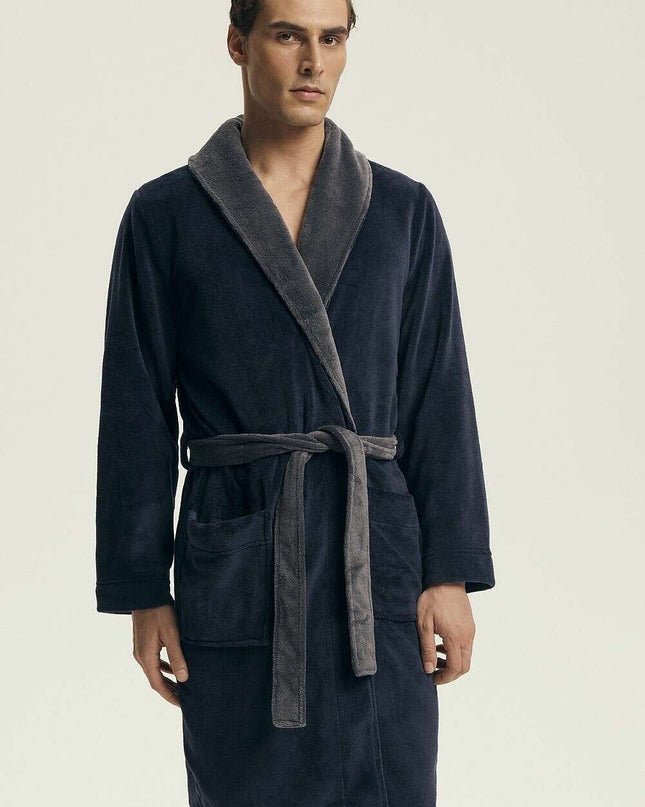 Men’s Knee-Length Bathrobe with Pockets – Model 219797