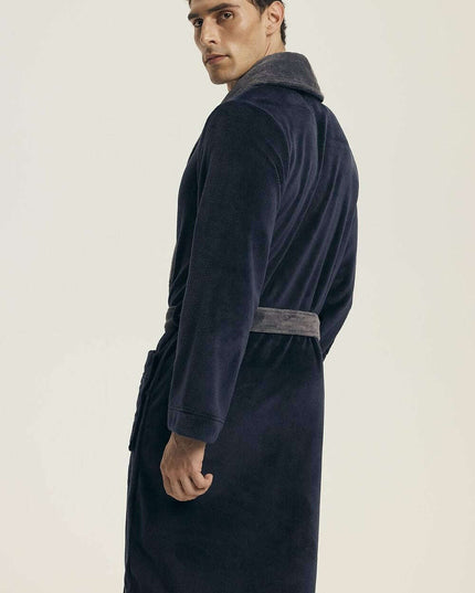 Men’s Knee-Length Bathrobe with Pockets – Model 219797