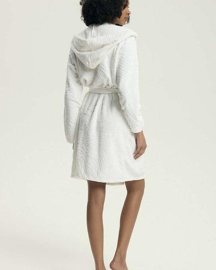 Women’s Hooded Bathrobe with Pockets – Embossed Luxe Comfort