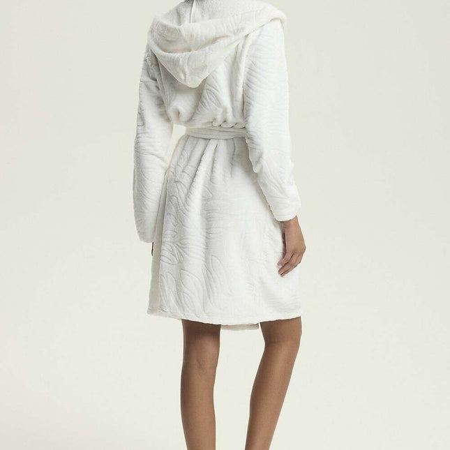 Women’s Hooded Bathrobe with Pockets – Embossed Luxe Comfort