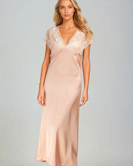 Luxe Satin Lace-Trimmed Slip Dress for Women by Mactan