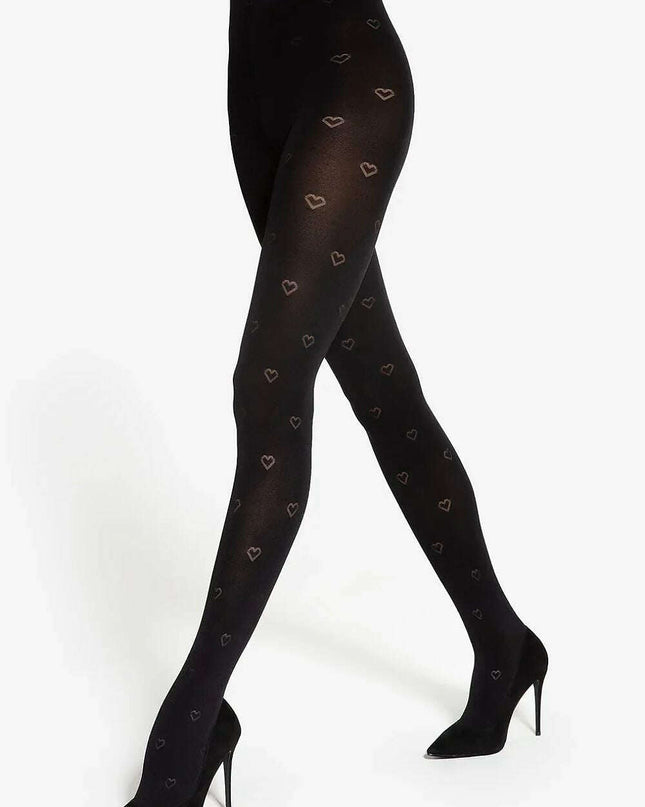 Charming Heart Pattern Tights – Matte Finish & Seamless Fit