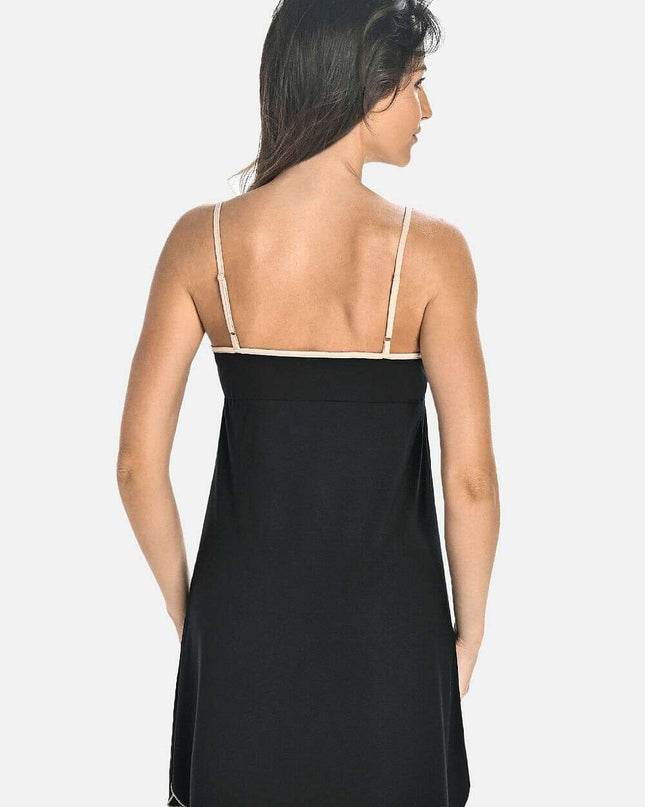 Women’s Black Bamboo Nightgown – Breathable A-Line with Adjustable Straps