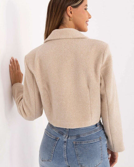 Elegant Short Women’s Coat – Classic Collar & Double-Breasted Style