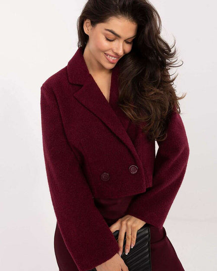 Elegant Short Women’s Coat – Classic Collar & Double-Breasted Style