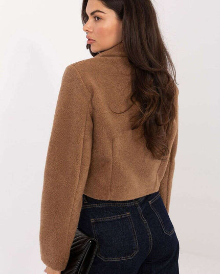 Elegant Short Women’s Coat – Classic Collar & Double-Breasted Style