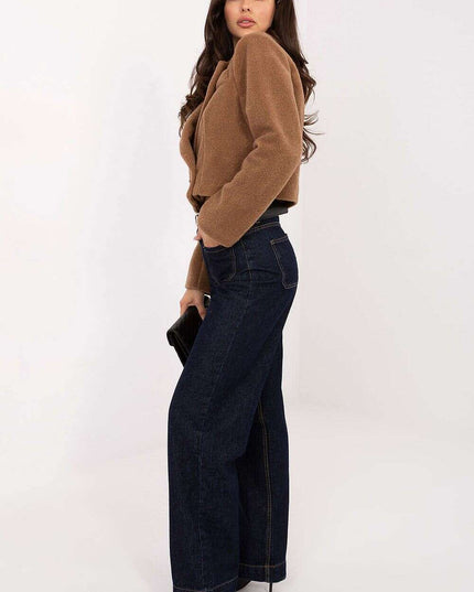 Elegant Short Women’s Coat – Classic Collar & Double-Breasted Style