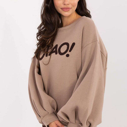 Women’s Cotton Elastane Sweatshirt – Puffy Sleeves & Modern Details