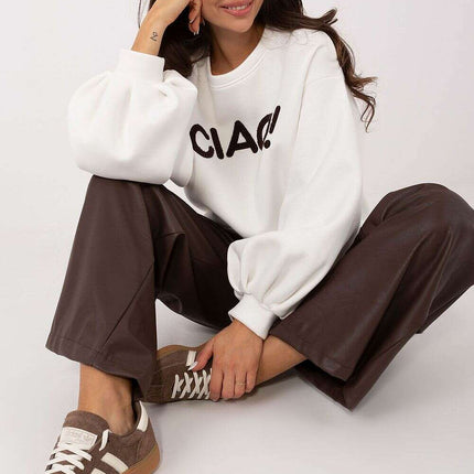 Women’s Cotton Elastane Sweatshirt – Puffy Sleeves & Modern Details