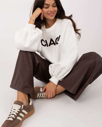 Women’s Cotton Elastane Sweatshirt – Puffy Sleeves & Modern Details