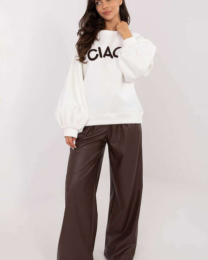 Women’s Cotton Elastane Sweatshirt – Puffy Sleeves & Modern Details