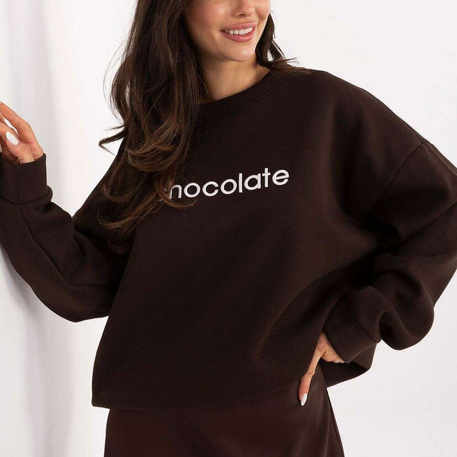 Women’s Cotton Elastane Sweatshirt – Classic Fit & Elegant Embroidery