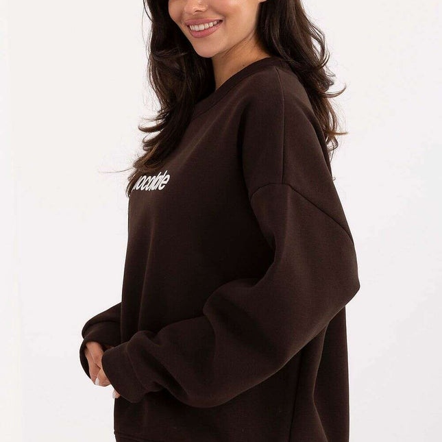 Women’s Cotton Elastane Sweatshirt – Classic Fit & Elegant Embroidery