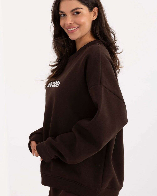 Women’s Cotton Elastane Sweatshirt – Classic Fit & Elegant Embroidery