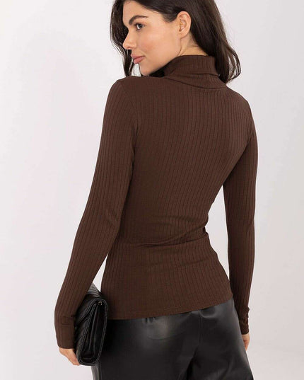 Women’s Ribbed Cotton Turtleneck Sweater – Stretch Comfort Essential