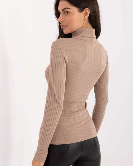 Women’s Ribbed Cotton Turtleneck Sweater – Stretch Comfort Essential