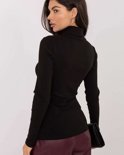 Women’s Ribbed Cotton Turtleneck Sweater – Stretch Comfort Essential