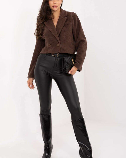 Elegant Short Women’s Coat – Classic Collar & Double-Breasted Style