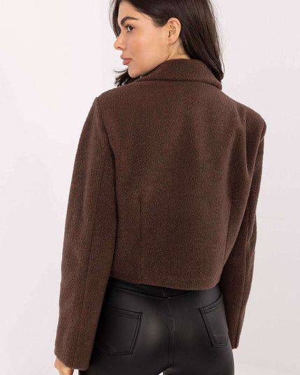 Elegant Short Women’s Coat – Classic Collar & Double-Breasted Style