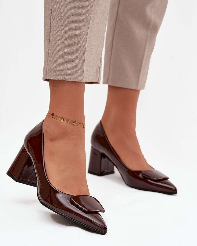 Eco Leather Block Heel Pumps – Pointed Toe, Elegant Comfort