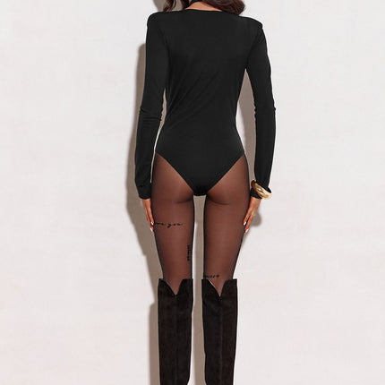 Wrap Neckline Shapewear Bodysuit For Women Long Sleeve Soft Stretch - Très Elite