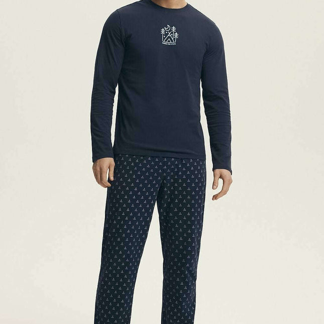 Men's Pyjama Set – Printed Tee & Soft Cotton Long Pants