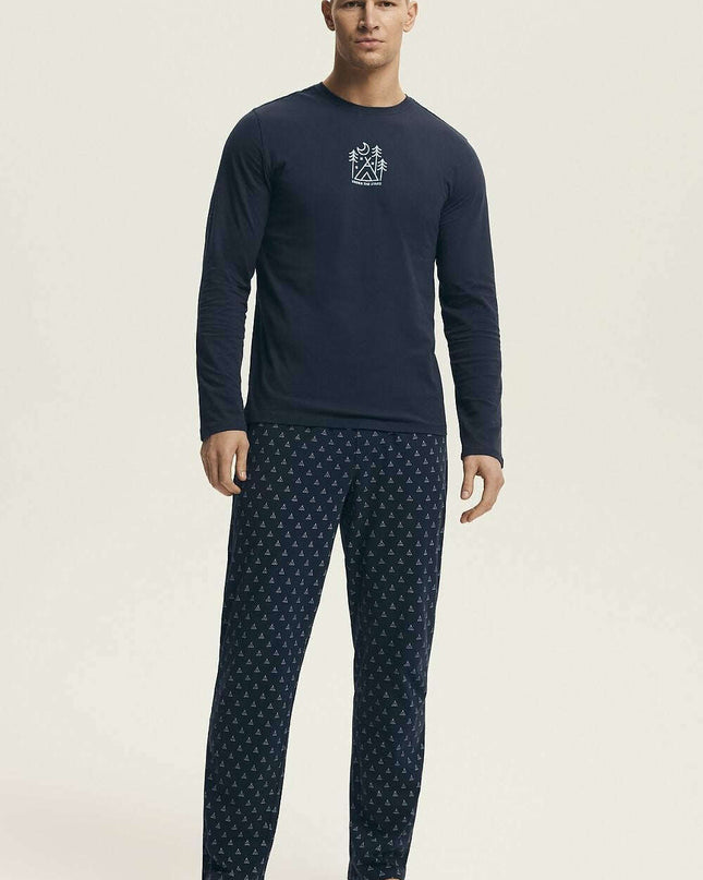 Men's Pyjama Set – Printed Tee & Soft Cotton Long Pants
