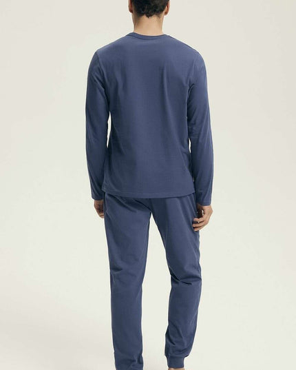 Men's Cotton Pajama Set – Long Sleeve Top & Drawstring Pants