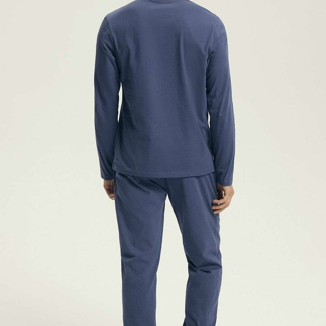 Men's Cotton Pajama Set – Long Sleeve Top & Drawstring Pants