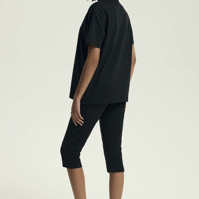 Women's Printed Cotton Pajama Set – Soft Short Sleeve Top & Slim Pants