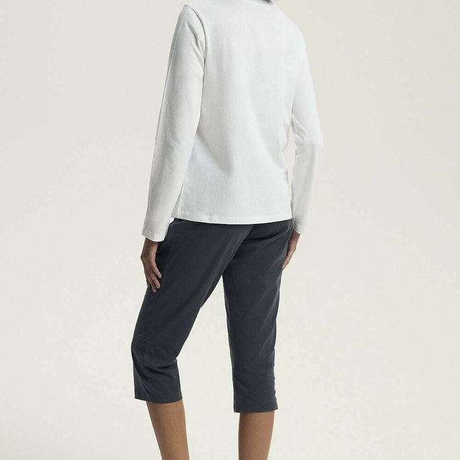 Women's 100% Cotton Pajama Set – Round Neck Top & Slim Pants